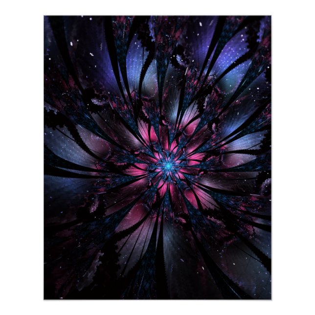 Póster design de flor fractal abstrato. (Frente)