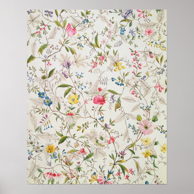 Poster Design de flores selvagens para matérias de seda,  (Frente)