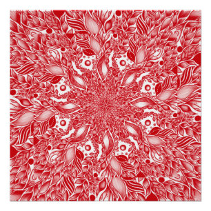Póster Design de folha floral vermelha