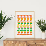 Poster Design de Formas Geométricas dos Citros Brilhantes<br><div class="desc">Um padrão design gráfico geométrico colorido e frutado de "colinas" semicírculo,  uma paleta de cores de citrinos fofinhos de laranja,  amarelo e verde.</div>