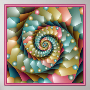 Poster Design de Fractal Espiral Pastel