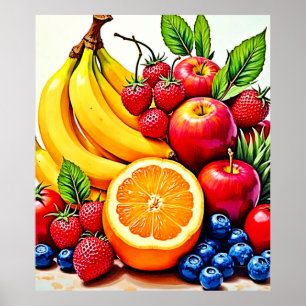 Poster Design de Fruta de Delícia de  Fresca Vibrante