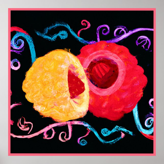 Poster Design de Fruta de Neon Tropical Vibrante (Frente)
