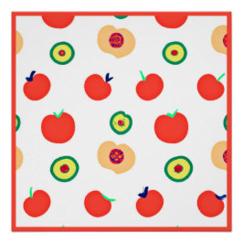 Póster Design de Fruta de Padrões de Maçãs Vibrantes