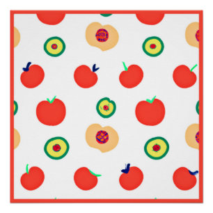 Póster Design de Fruta de Padrões de Maçãs Vibrantes