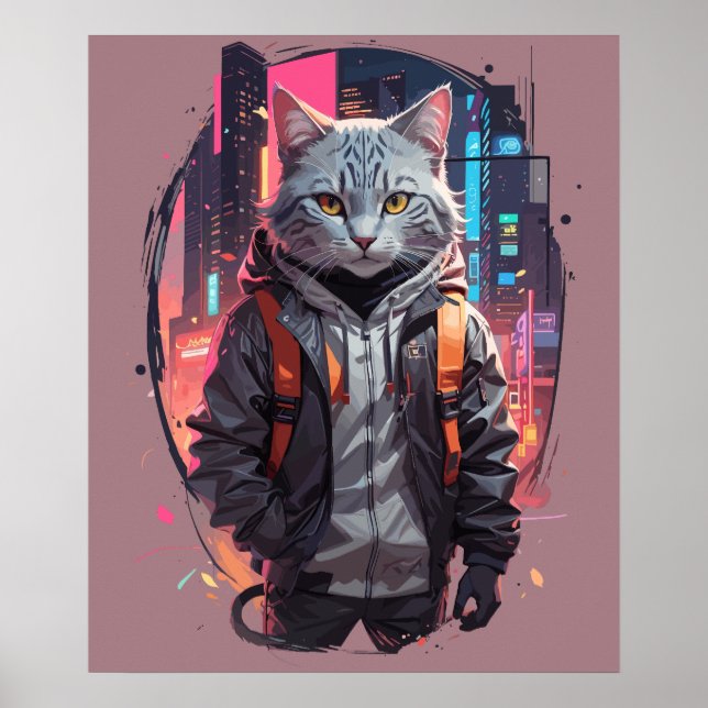 Poster Design de Gato de Rua Urbano (Frente)