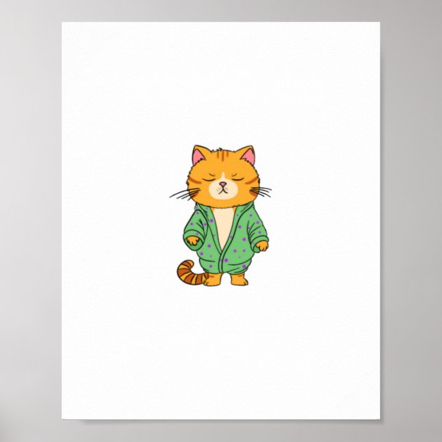 Poster Design de gato fofo, gato ruivo (Frente)