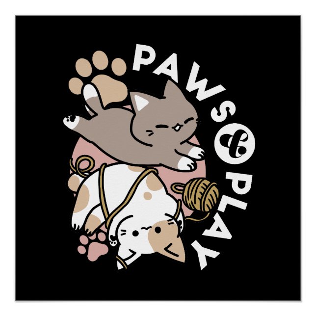 Póster Design de Gatos Fofos e Divertidos – Arte Divertid (Frente)