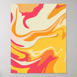 Poster Design de giro abstrato em tons quentes