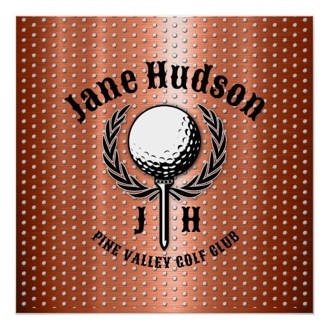 Póster Design de Golfe de Cobre Brutado Elegante Minimali (Frente)