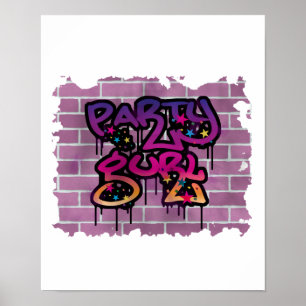 Poster design de grafite de gurl partidário (menina)