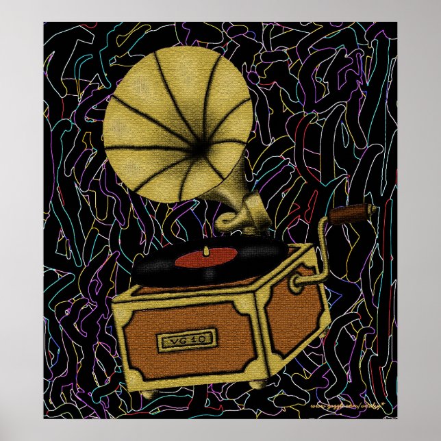 Póster design de gramofone de vintage legal (Frente)