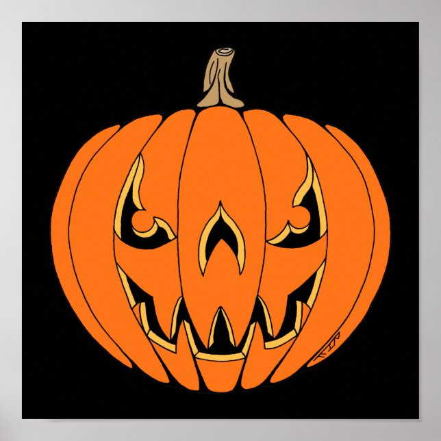 Poster Design de Halloween assustador de Jack-o'-Lantern (Frente)