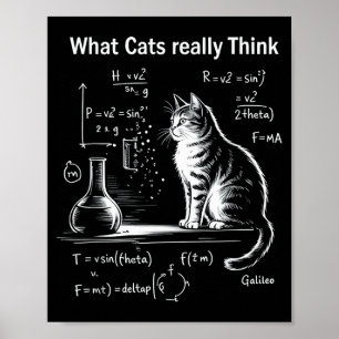 Poster Design de Humor de Física de Gato Divertido O que 