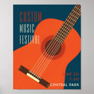Poster Design de ilustração de guitarra/Música