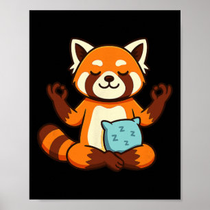 Poster Design de Ioga Zen Meditação Panda Vermelho