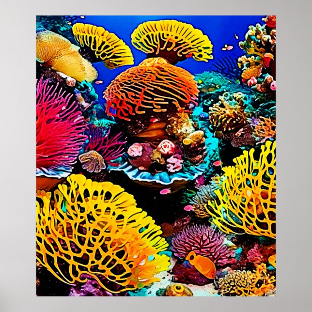 Poster Design de Jardim Tropical de Coral Vibrante (Frente)