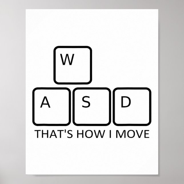 Poster Design de Jogo Wasd - Ícone Teclado de Jogo para P (Frente)