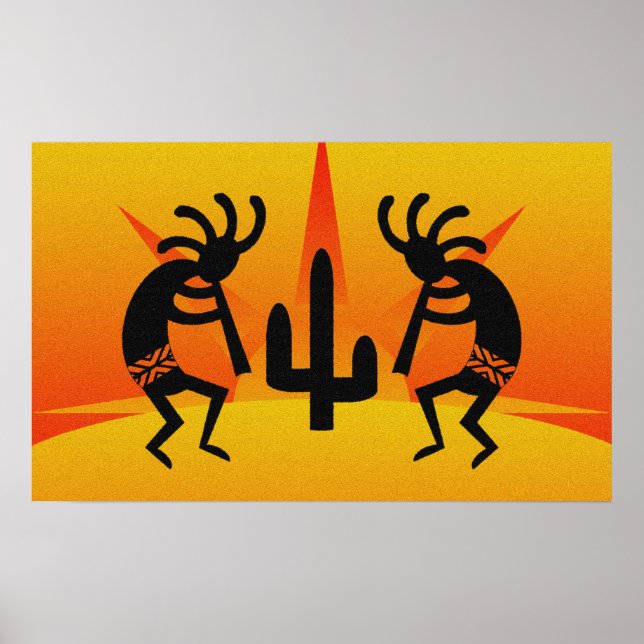 Póster Design de Kokopelli Preto e Amarelo (Frente)