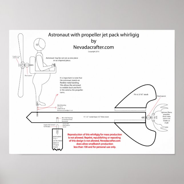 Póster Design de laço de mochila a jato astronauta (Frente)