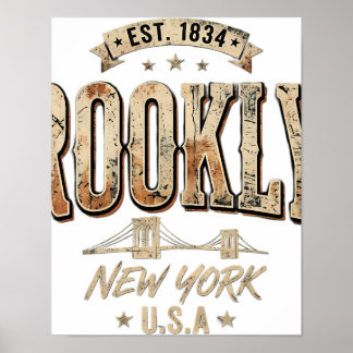 Poster Design de Letra Dourada Ornamentada do Brooklyn No