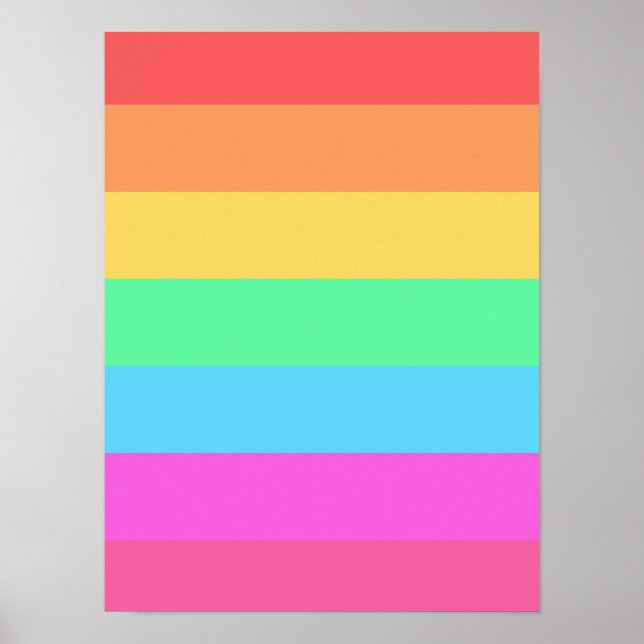 Poster Design de Listras em Cores de Arco-íris Pastel (Frente)