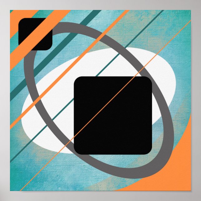 Póster Design de Lona Geométrica Laranja Verde AP0011 Pos (Frente)
