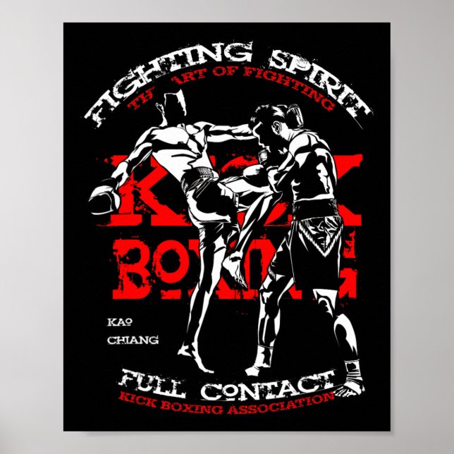 Poster Design de Lutador de Kick Boxing para Fãs de Mma (Frente)