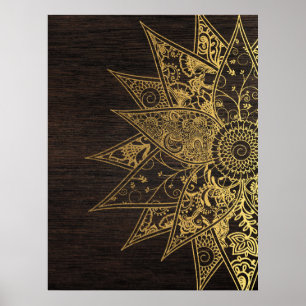 Poster Design de mão desenhada com um hena de flor da mo