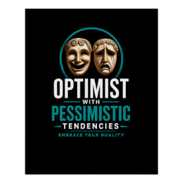 Póster Design de Máscara da Dualidade Otimista vs Pessimi