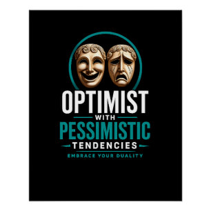 Póster Design de Máscara da Dualidade Otimista vs Pessimi