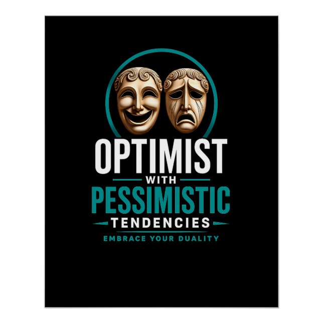 Póster Design de Máscara da Dualidade Otimista vs Pessimi (Frente)