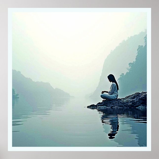 Poster Design de Meditação Aquática do Lado da Água (Frente)