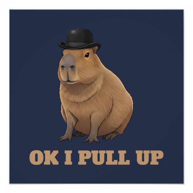 Póster Design de meme de capivara engraçado e moderno (Frente)