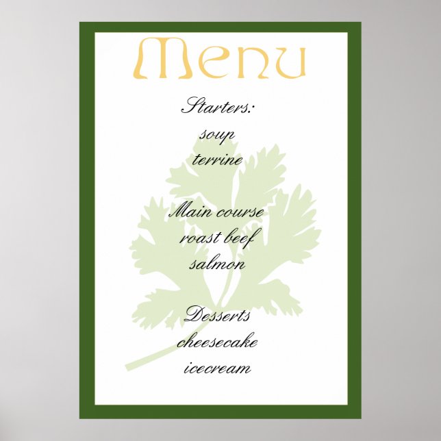 Póster Design de menu elegante (Frente)