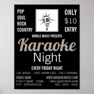 Poster Design de microfone, Anúncio de eventos Karaoke