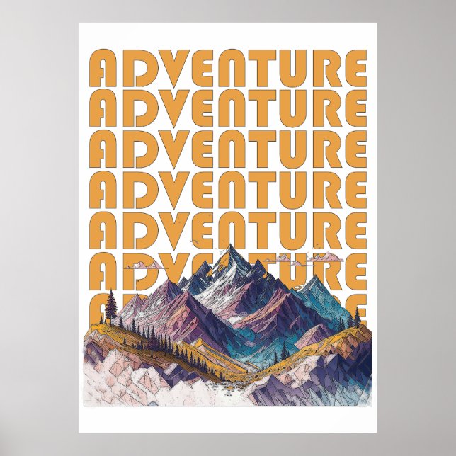 Poster Design de montanha da Aventura (Frente)
