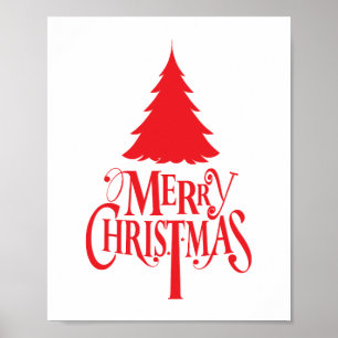 Poster Design de Natal com árvore vermelha