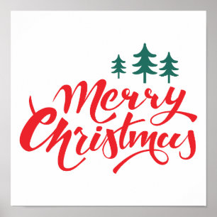 Poster Design de Natal com árvores