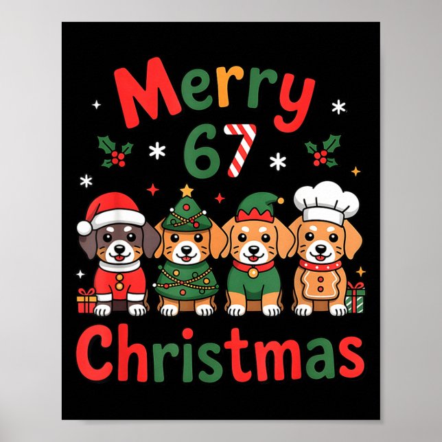 Poster Design de Natal de Dachshund Fofo, Cachorro de Fér (Frente)