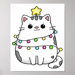 Poster Design de Natal de Gato Bonito