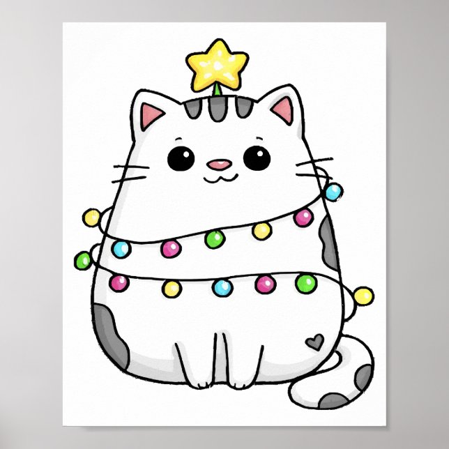 Poster Design de Natal de Gato Bonito (Frente)