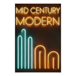 Póster Design de Neon Arte Moderna de Meados do Século