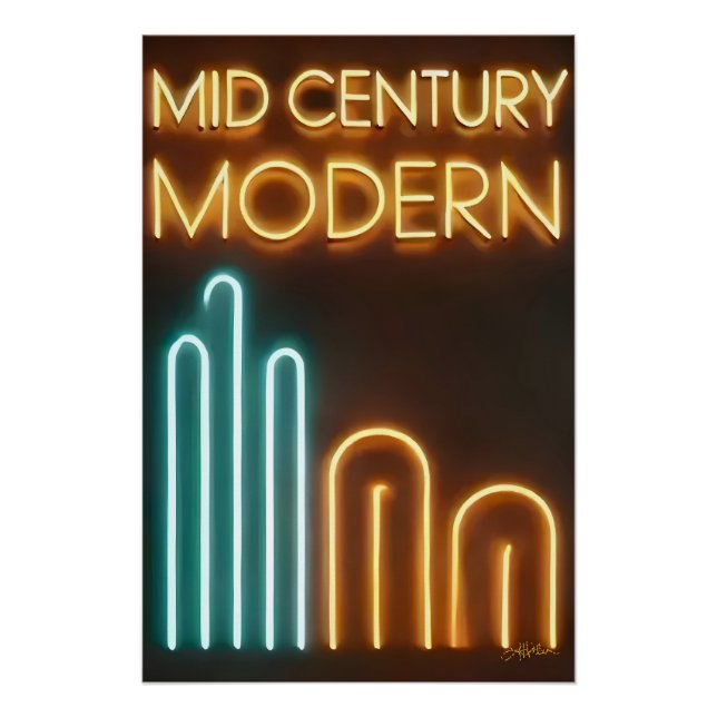 Póster Design de Neon Arte Moderna de Meados do Século (Frente)