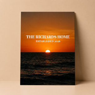 Poster Design de Nome Personalizado Pôr do Sol Oceano