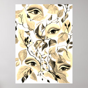 Póster Design de Olhos Surreais da Sepia Utopia