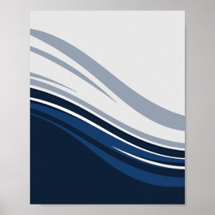 Poster Design de Onda Elegante em Azul e Pedras de Cinza