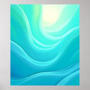 Poster Design de Ondas Abstrato da Serenidade do Oceano A