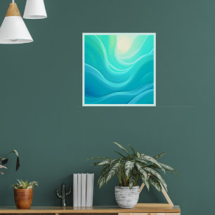 Poster Design de Ondas Abstrato da Serenidade do Oceano A