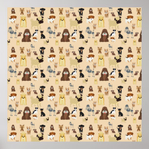 Poster design de padrão de cão fofo para amantes de cã
